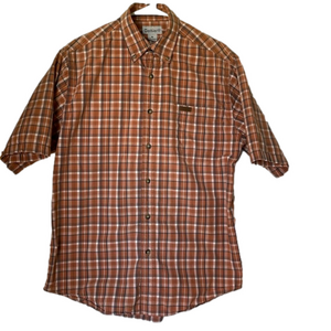 CARHARTT Plaid Button Down Shirt, Men’s Medium, Orange White Blue